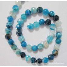 Perles d&#39;agate bleues, pierres précieuses, (BLUGT101)